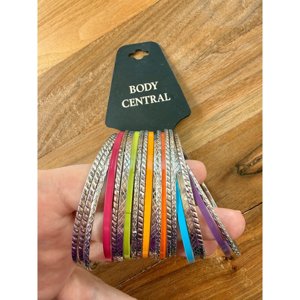 Y2K Body Central Colorful Bangle Set Silver Tone 2008 NWT Summer